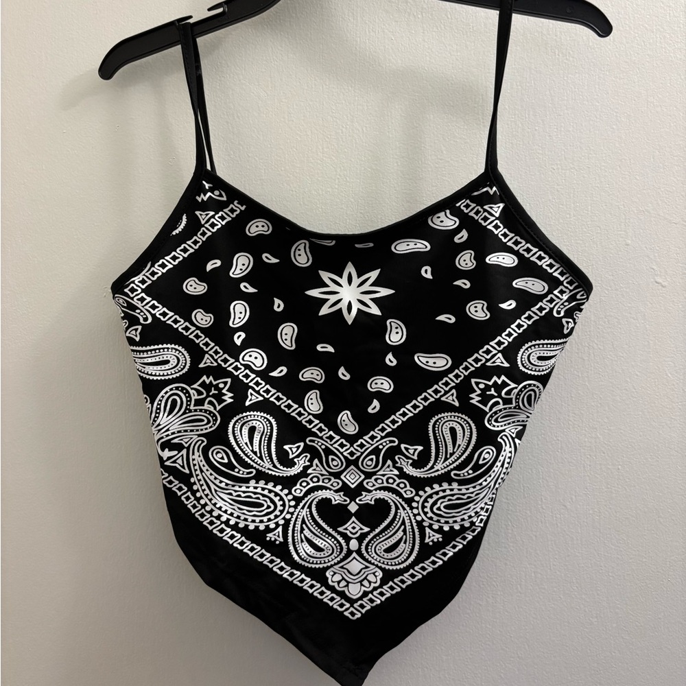 SHEIN Black and White Bandana Print Tank Top